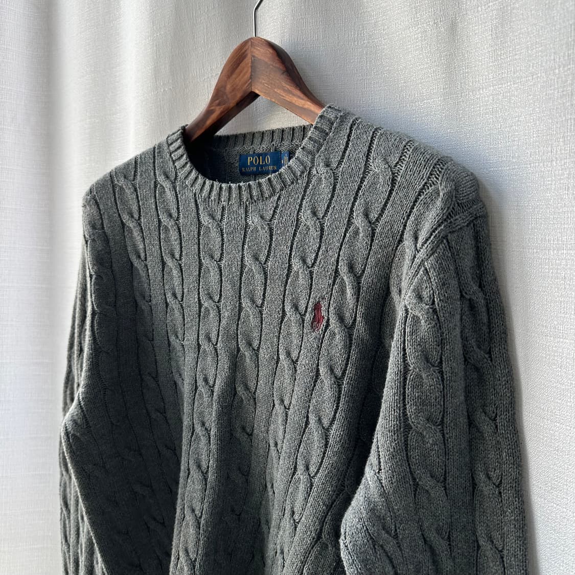 폴로 랄프로렌 케이블 니트 코튼 스웨터 그레이 M 상품이미지4