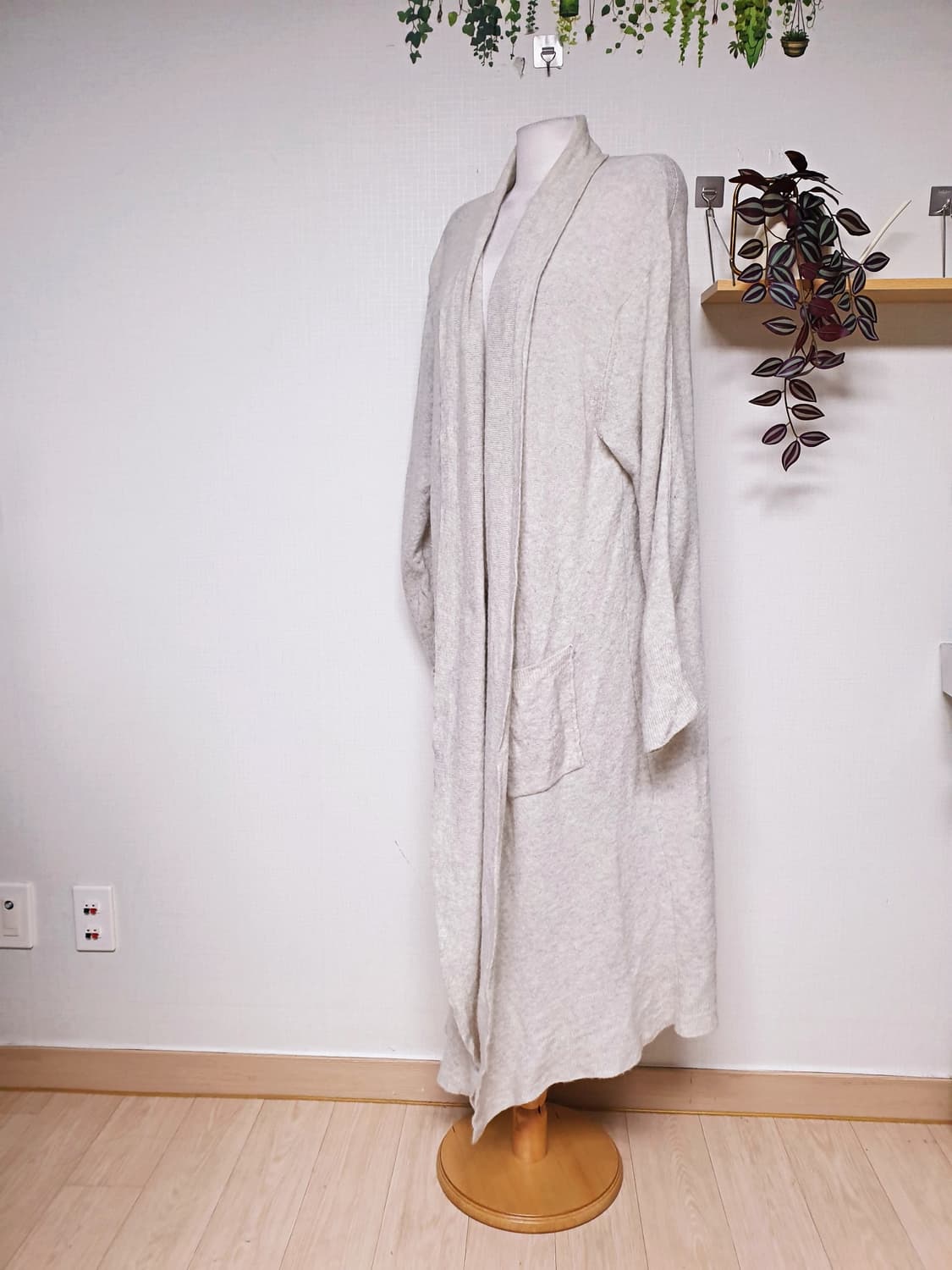 헤지스 알파카 맥시 롱니트가디건 66 멜란지그레이 상품이미지9