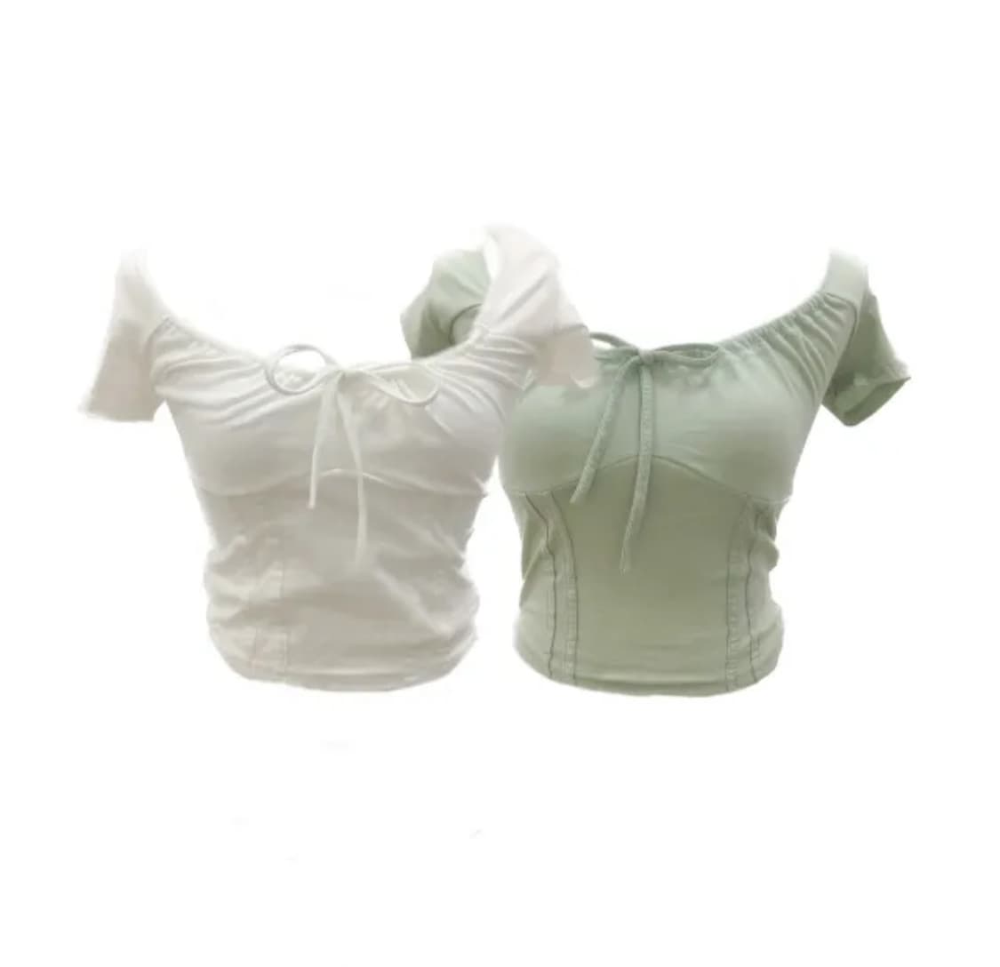 빈티지 라운드 셔링 스판 티셔츠 반팔티 러블리 핀터깔 상품이미지1