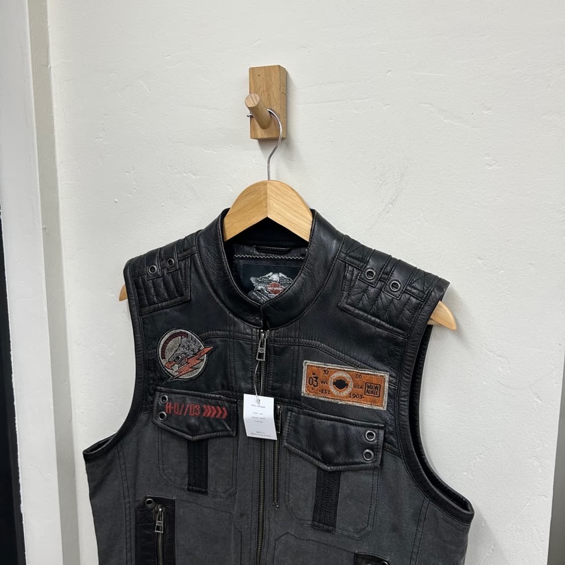 15993 - 할리데이비슨 레더 패치 바이크 조끼 상품이미지1