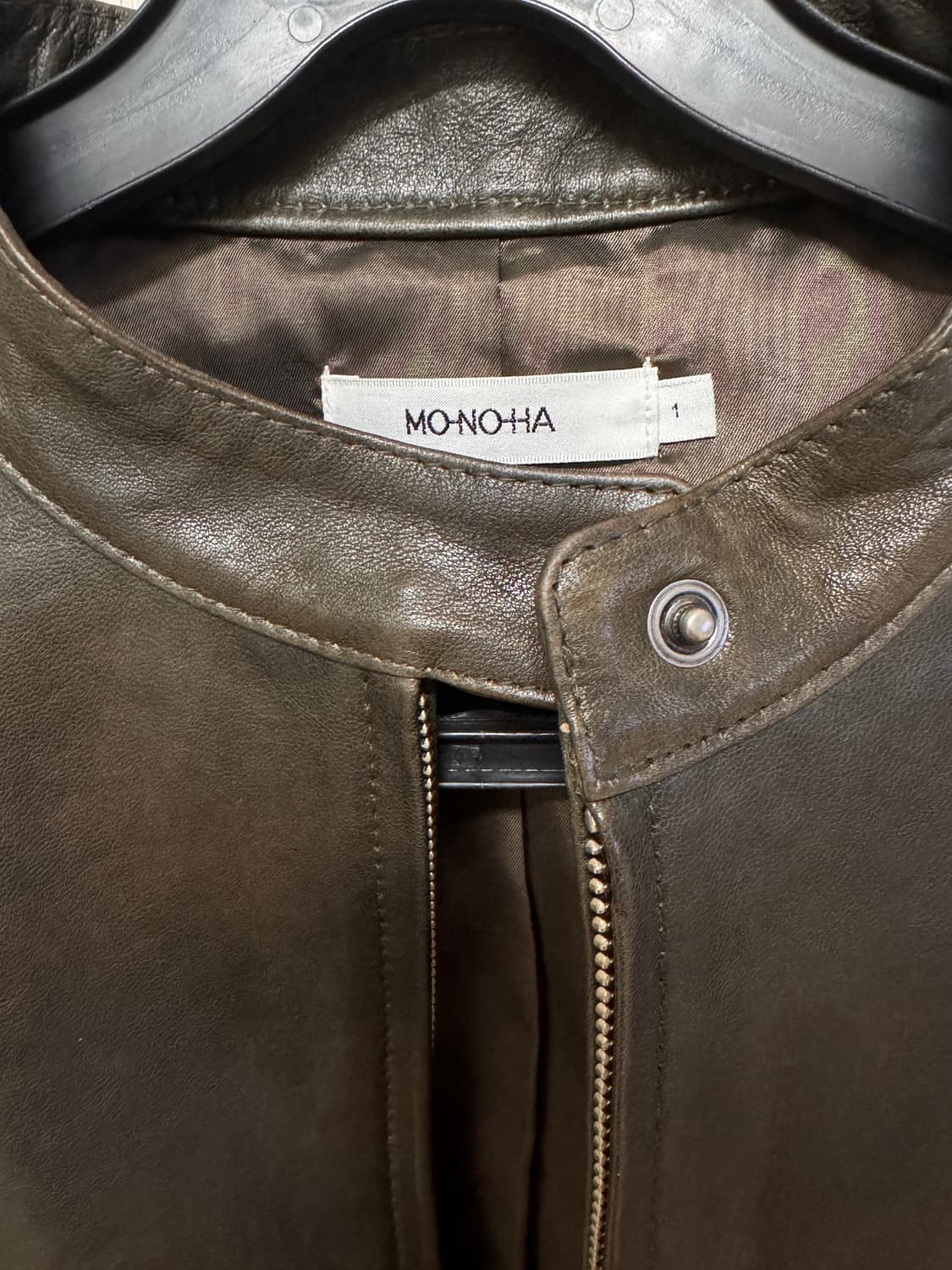 Lambskin biker jacket (brown) 모노하 바이커자켓 상품이미지8