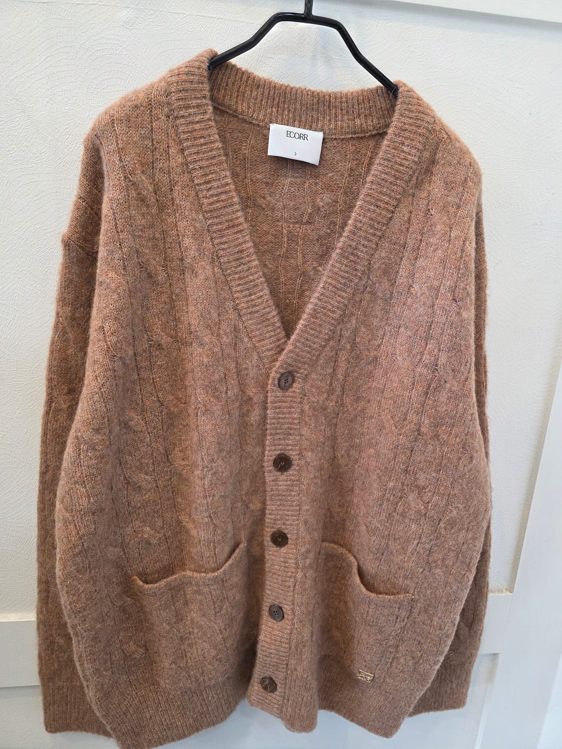 이코르 모헤어 브러쉬드 케이블 가디건 브릭 3 사이즈 상품이미지3