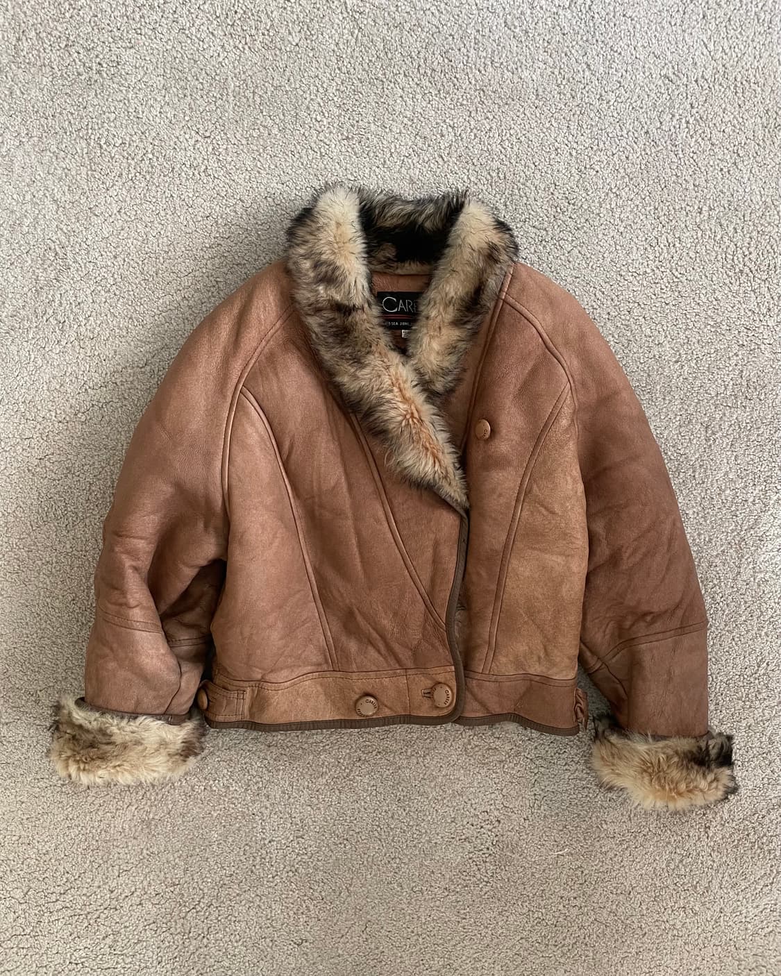 vintage 90s shawl collar crop leather jk 상품이미지1