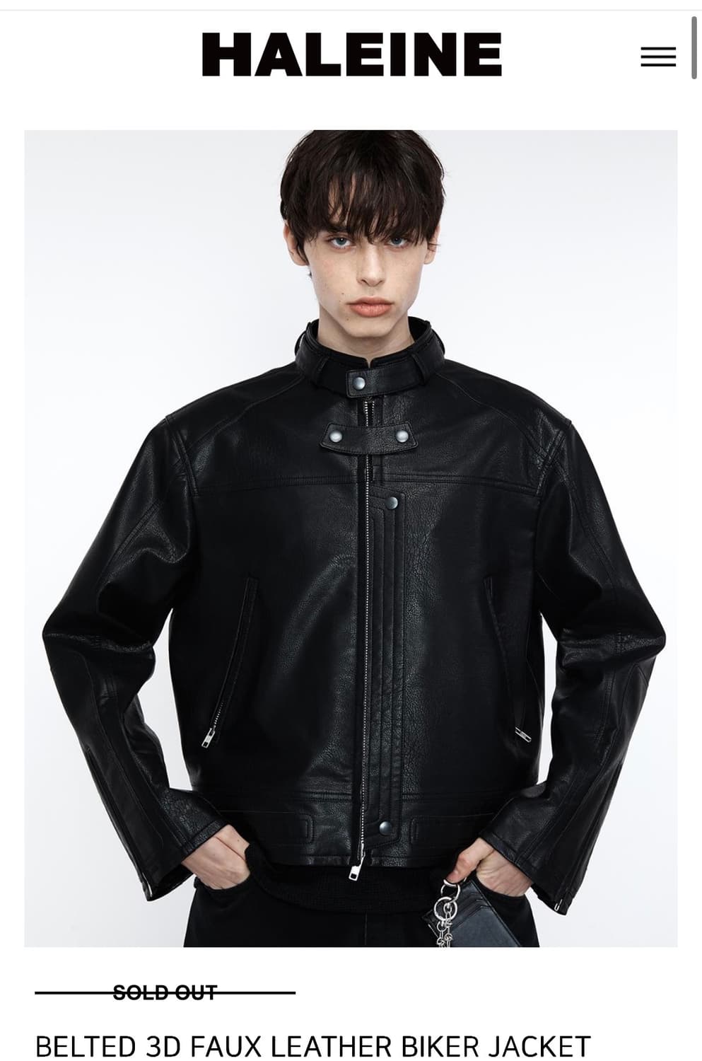 알렌느 BELTED 3D FAUX LEATHER BIKER JACKET  상품이미지1