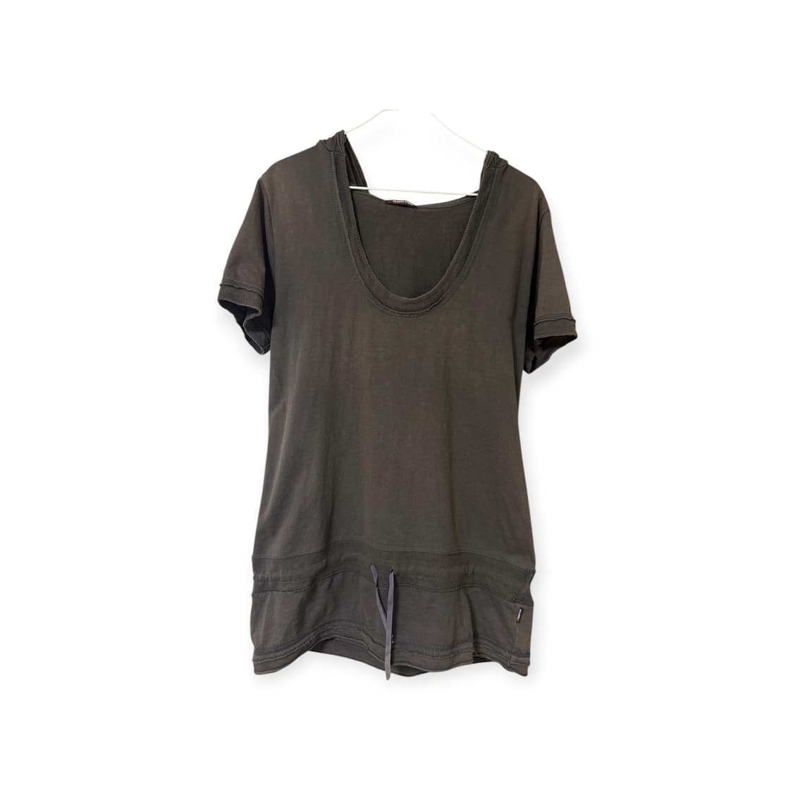 코이세이오st 빈티지 레이어드 반팔 후드 맨투맨 브라운 상품이미지1