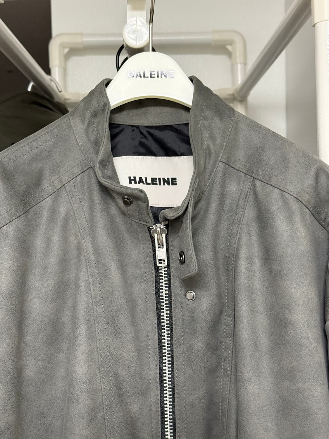 [HALEINE]GREY biker detail Scraped faux  상품이미지2