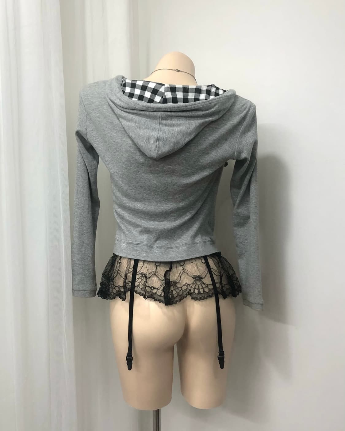 grey rockgirl 2way collar hood zip up 상품이미지6