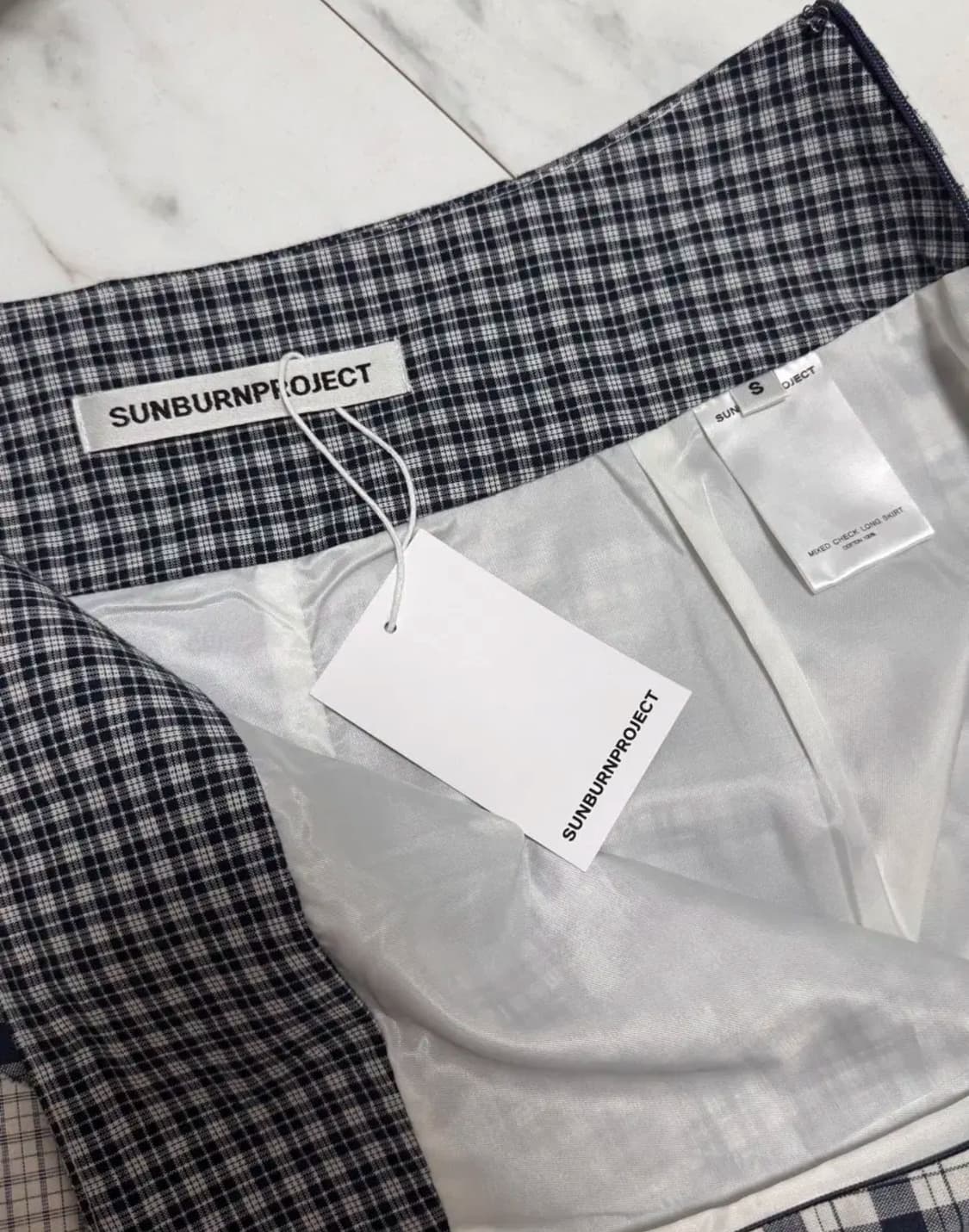 썬번프로젝트 체크롱스커트 네이비 새상품S 상품이미지2