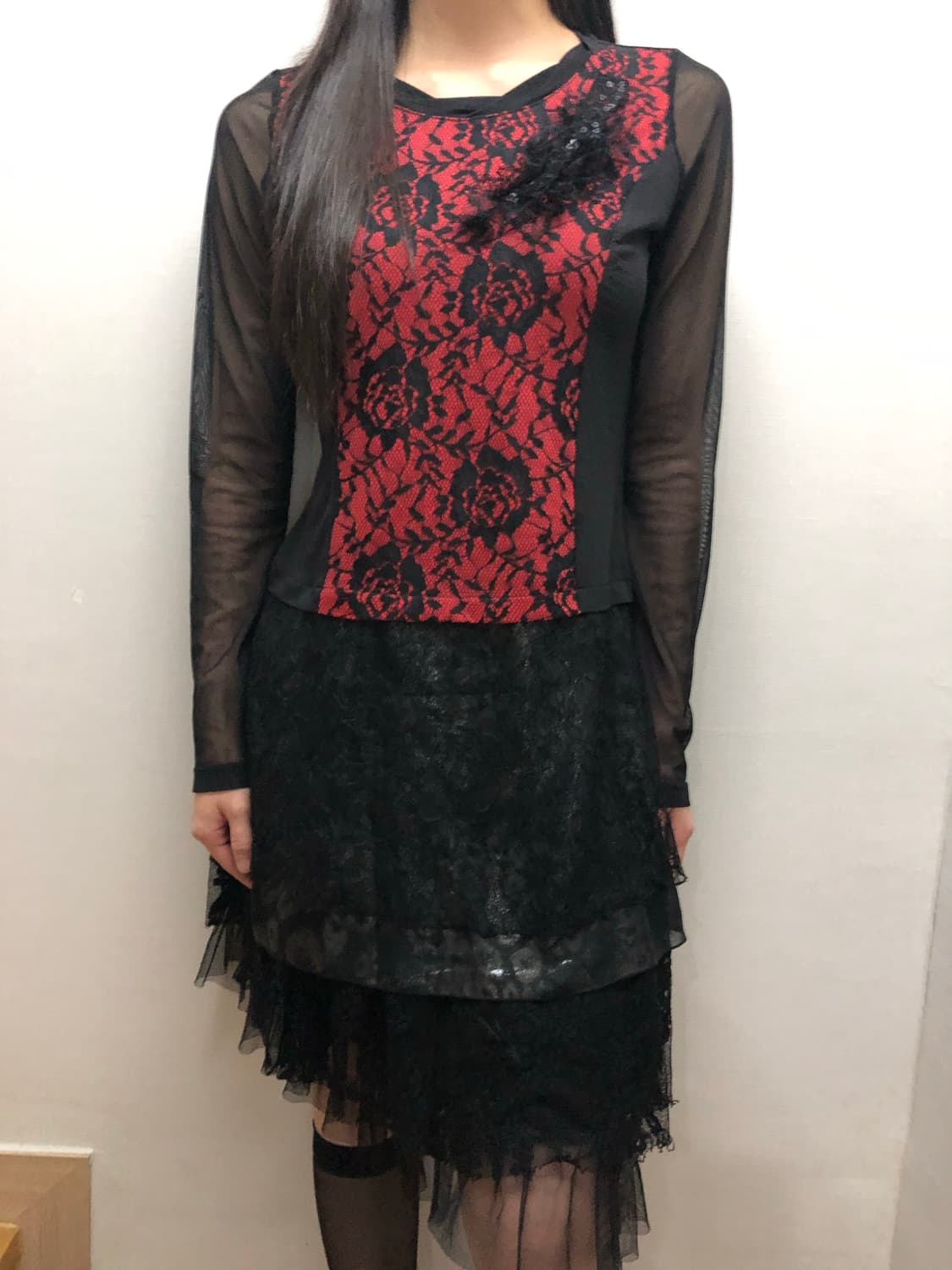 빈티지 블랙 시스루 탑 상품이미지4