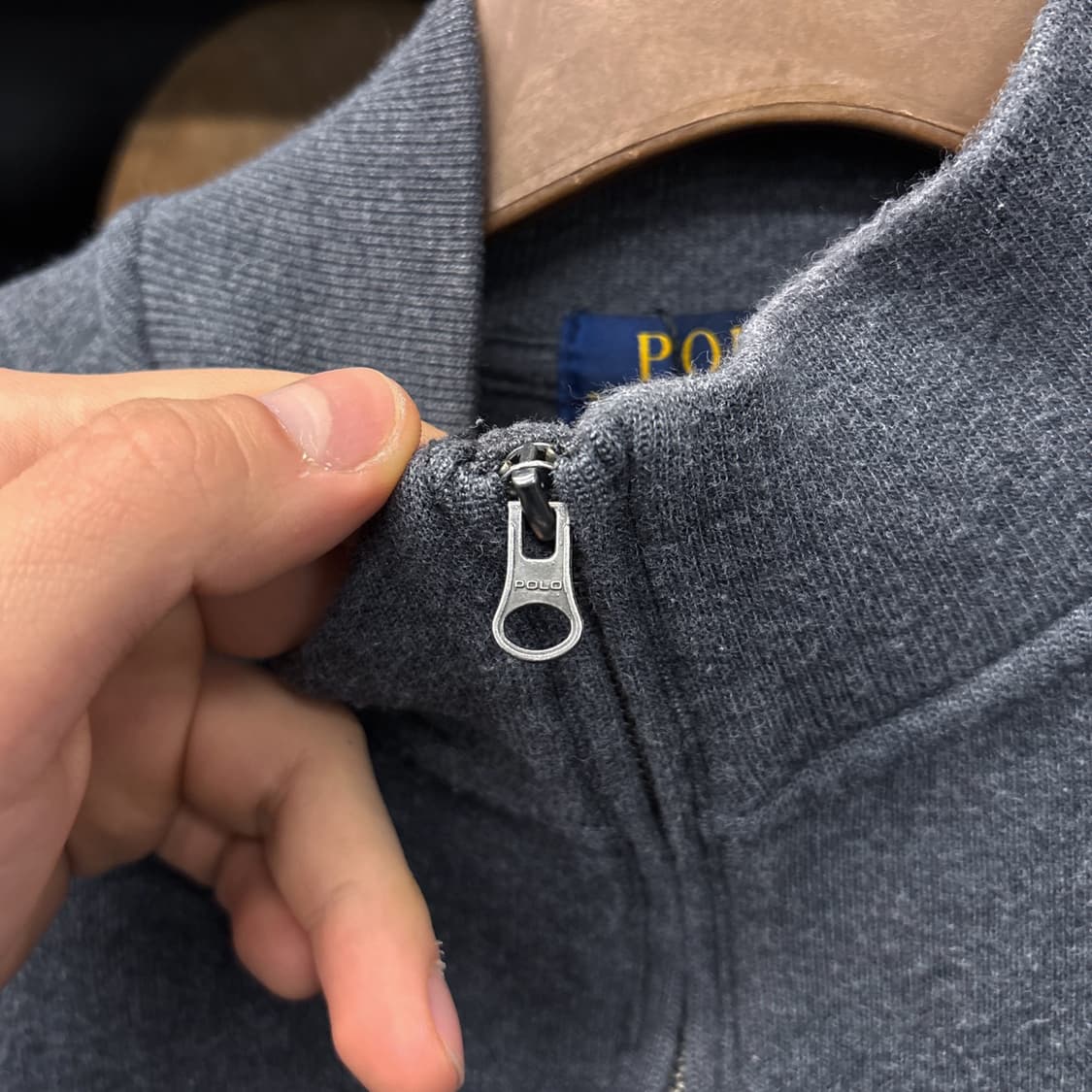 신형라벨 폴로 랄프로렌 리브넥 코튼 하프집업 니트 스웨터 차콜 N987 상품이미지7