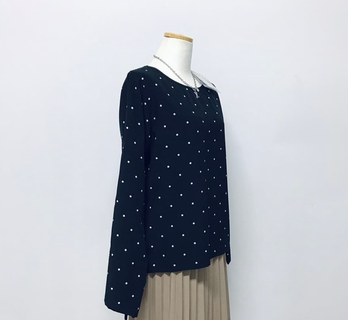 새상품) 검정 도트 리본 블라우스 상품이미지6
