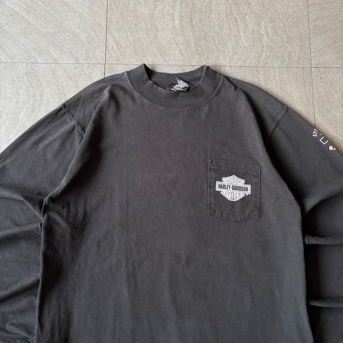 90년대 미국 생산 할리데이비슨 블랙 긴팔 티셔츠 상품이미지3