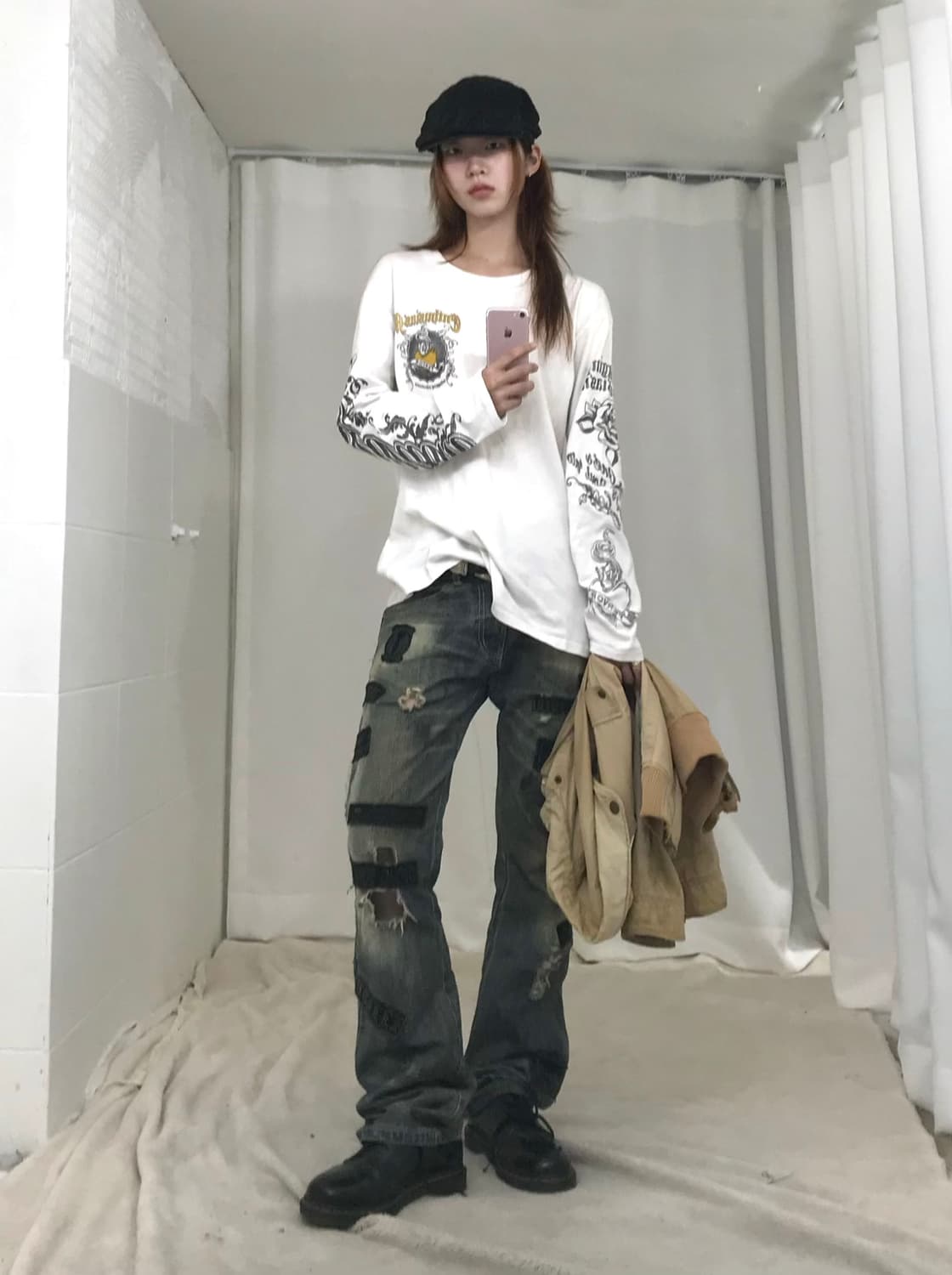 인더애틱 데님 팬츠 캐주얼 펑크 스트릿 코디 세트 상품이미지3