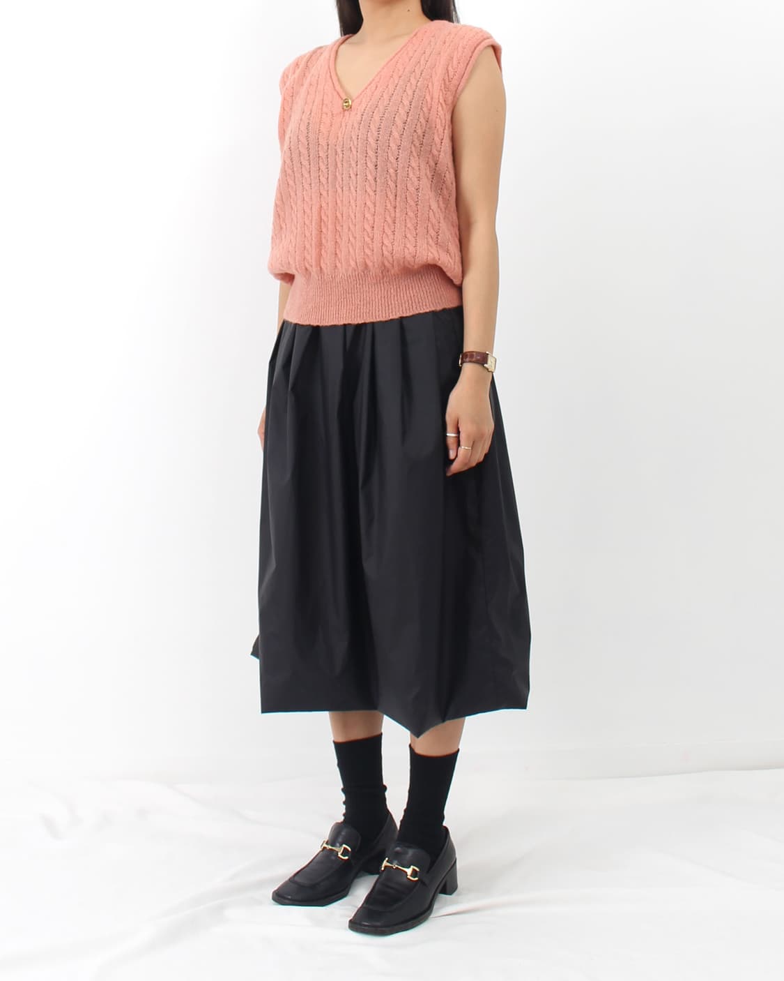 페라가모 Ferragamo 모헤어 핑크 꽈배기 니트 베스트 상품이미지8