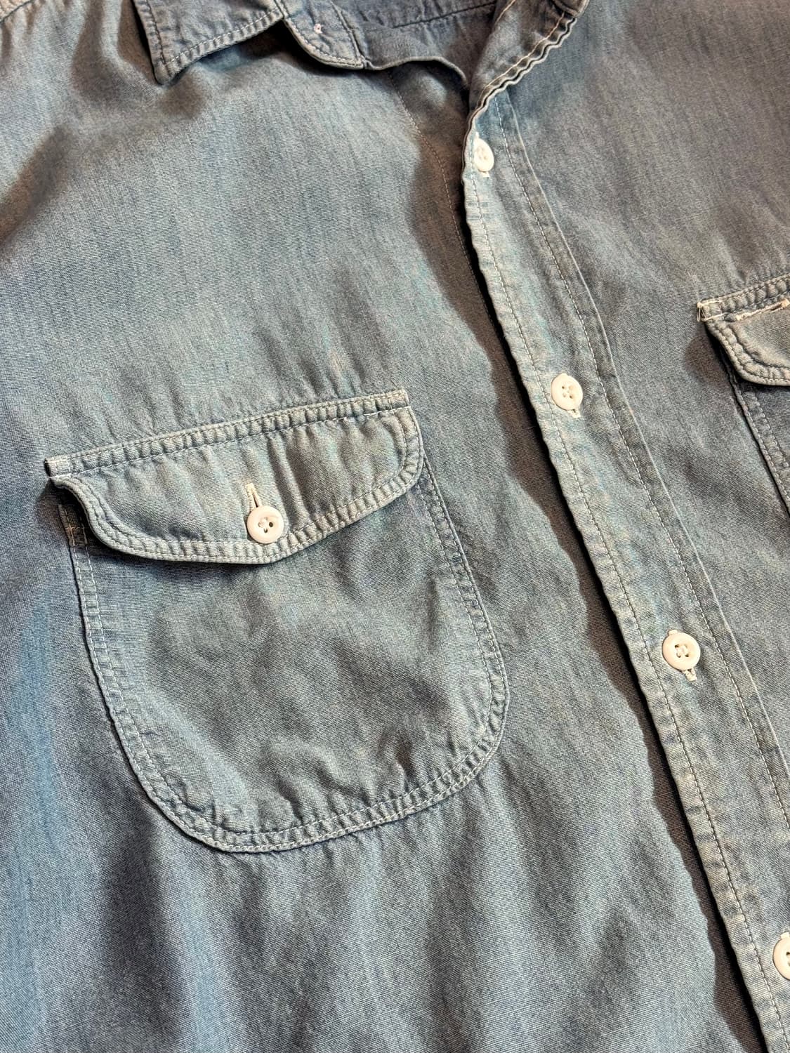 90-00s 리바이스 재팬 샴브레이 하프셔츠 상품이미지5