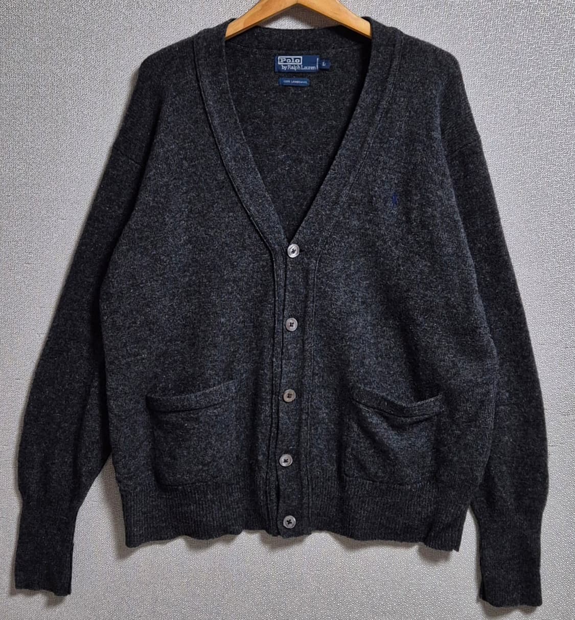 L (100) 폴로랄프로렌 다크그레이 램스울 니트 가디건  상품이미지1