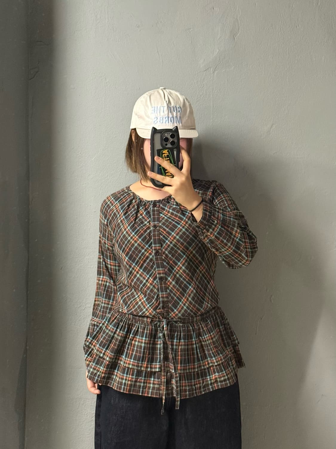 check pattern can-can detail shirt 상품이미지1