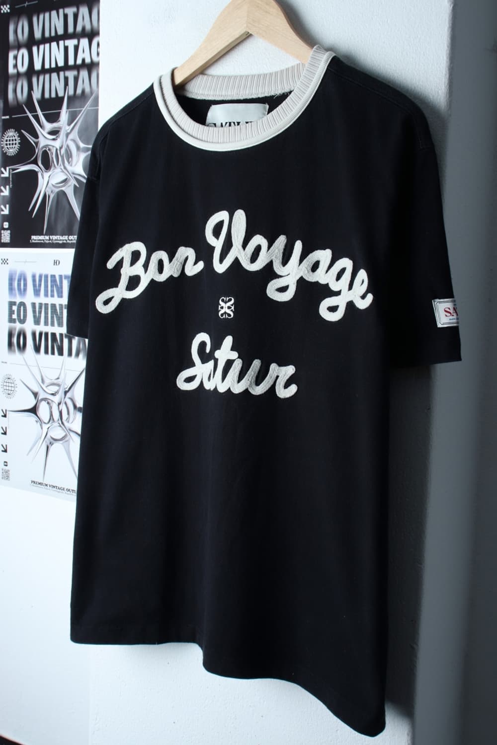 (L-XL) 새터 반팔 티셔츠 레터링 블랙 놈코어-H31811 상품이미지1