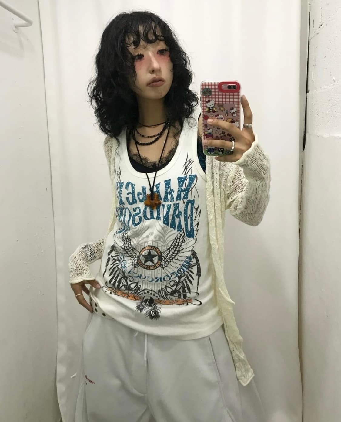 할리 데이비슨 빈티지 걸스 큐빅 슬리브리스 나시  상품이미지5