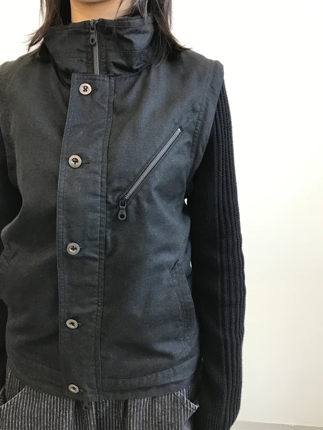 HIDEAWAYS Knit Sleeve Layered Jacket 상품이미지3