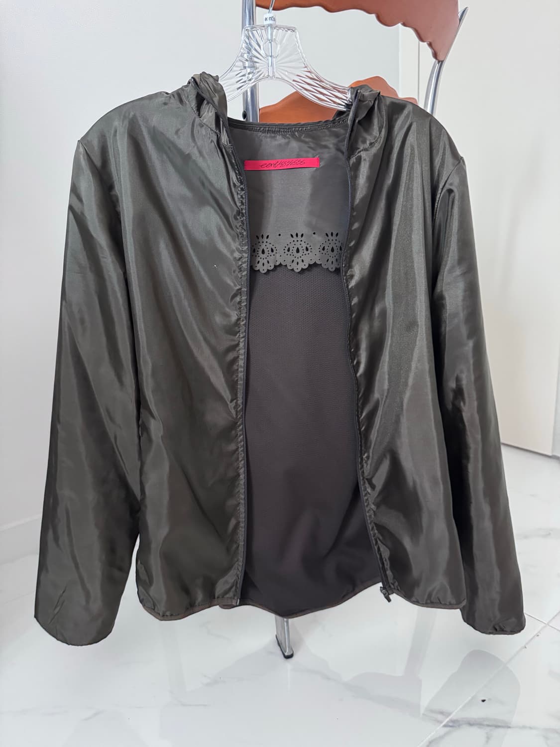 Eent’sssssss 펀칭레이스 블라우스, 후드 집업 세트 S 상품이미지6