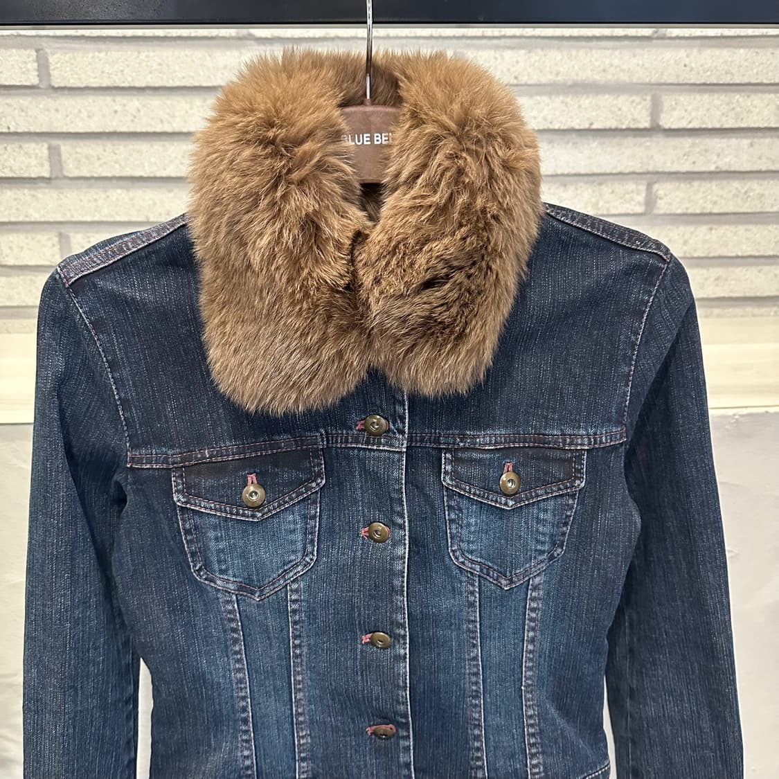 JPN VINTAGE 워싱 크롭 데님자켓 퍼카라 투포켓 디테일 진청 상품이미지3