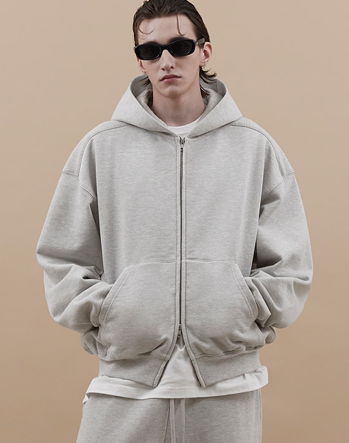 (XL) 에드리엘로스 커버 풀 집업 스웻 재킷 [멜란지그레이] 상품이미지1