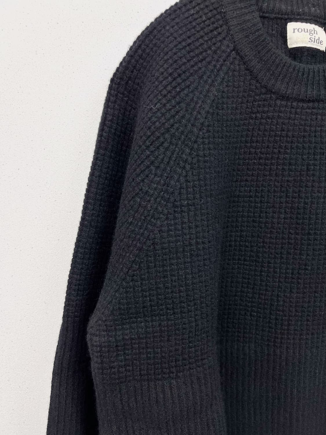 (KR/2) 러프사이드 피셔맨 니트 멜란지 블랙 상품이미지3