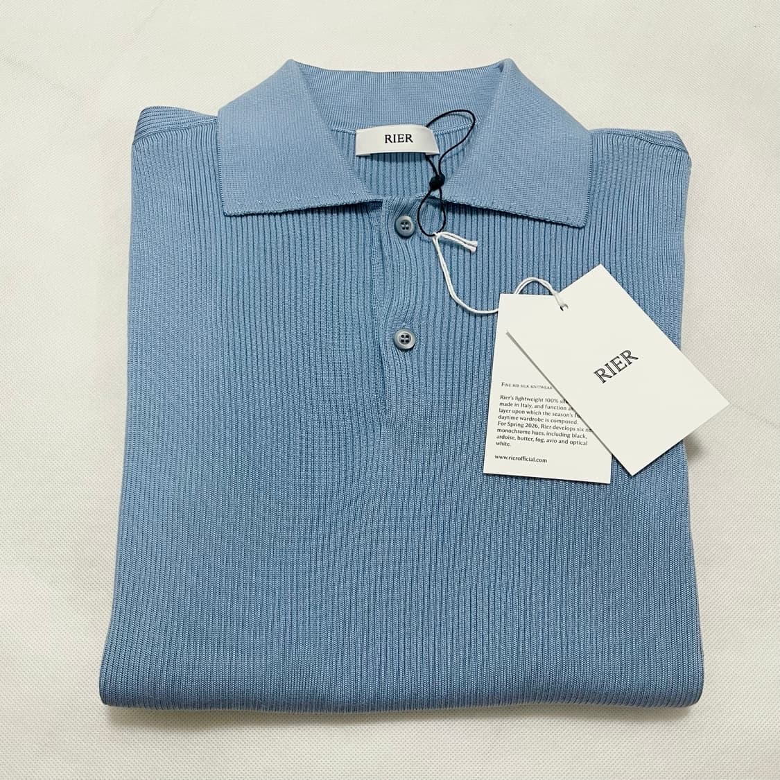 [S,M,L]리에르 Rib 실크 폴로 니트/블루 상품이미지2