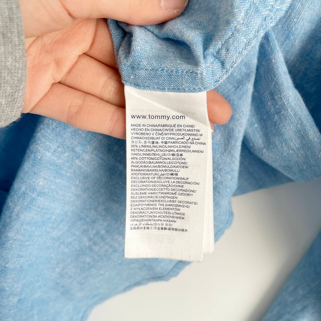 F2 타미힐피거(Tommy Hilfiger) 스카이 블루 린넨 셔츠 M사 상품이미지7