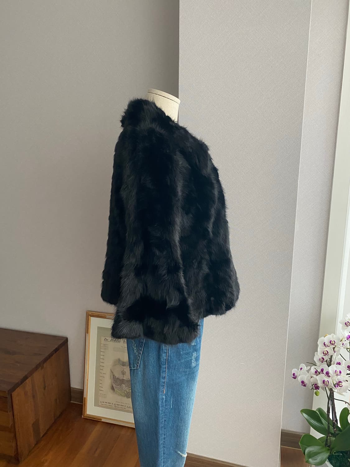 LONE 정욱준 밍크 플레어 크롭스타일 코트(M) 상품이미지5