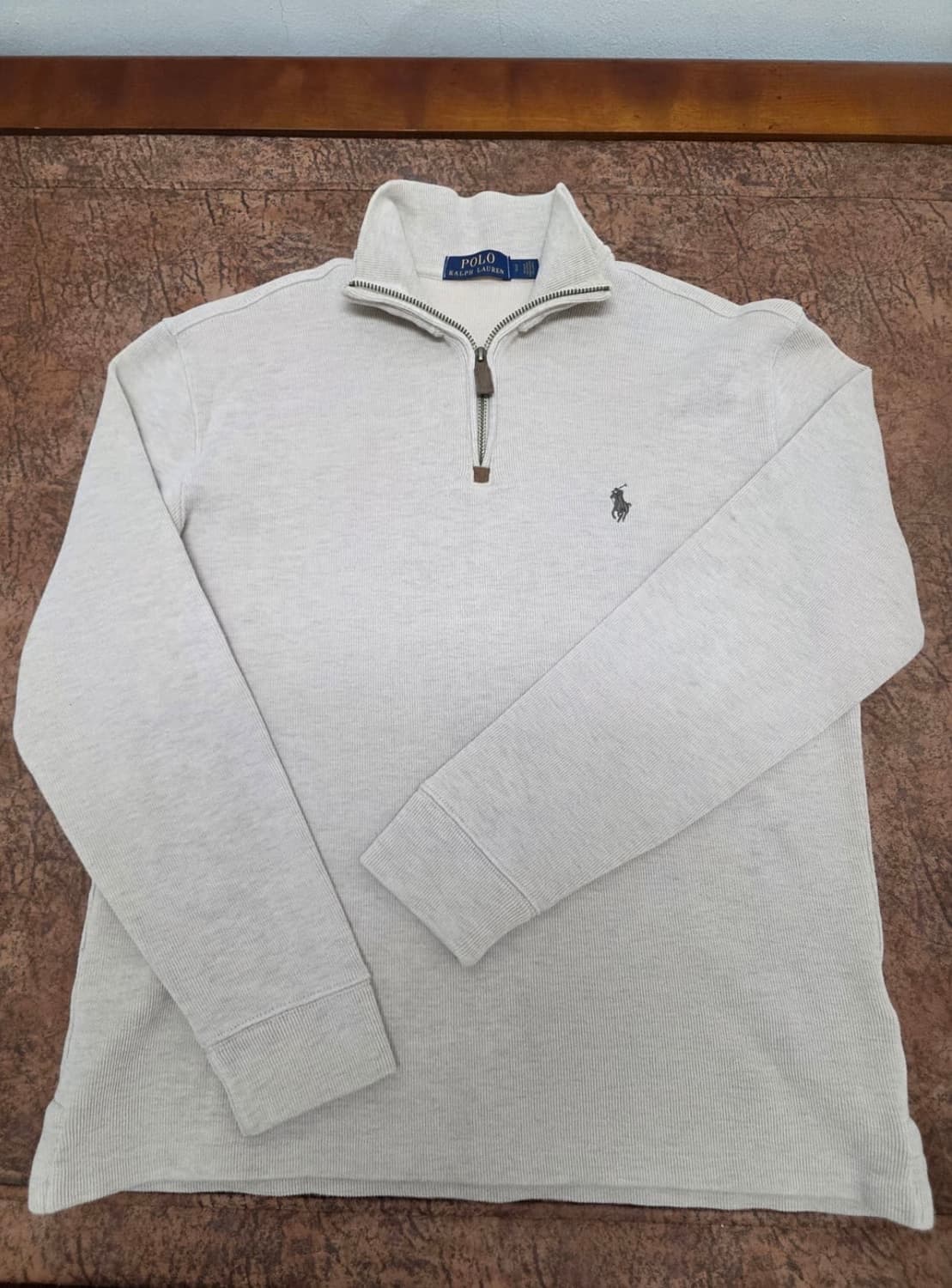 폴로 베이지 반집업 니트 S 상품이미지1
