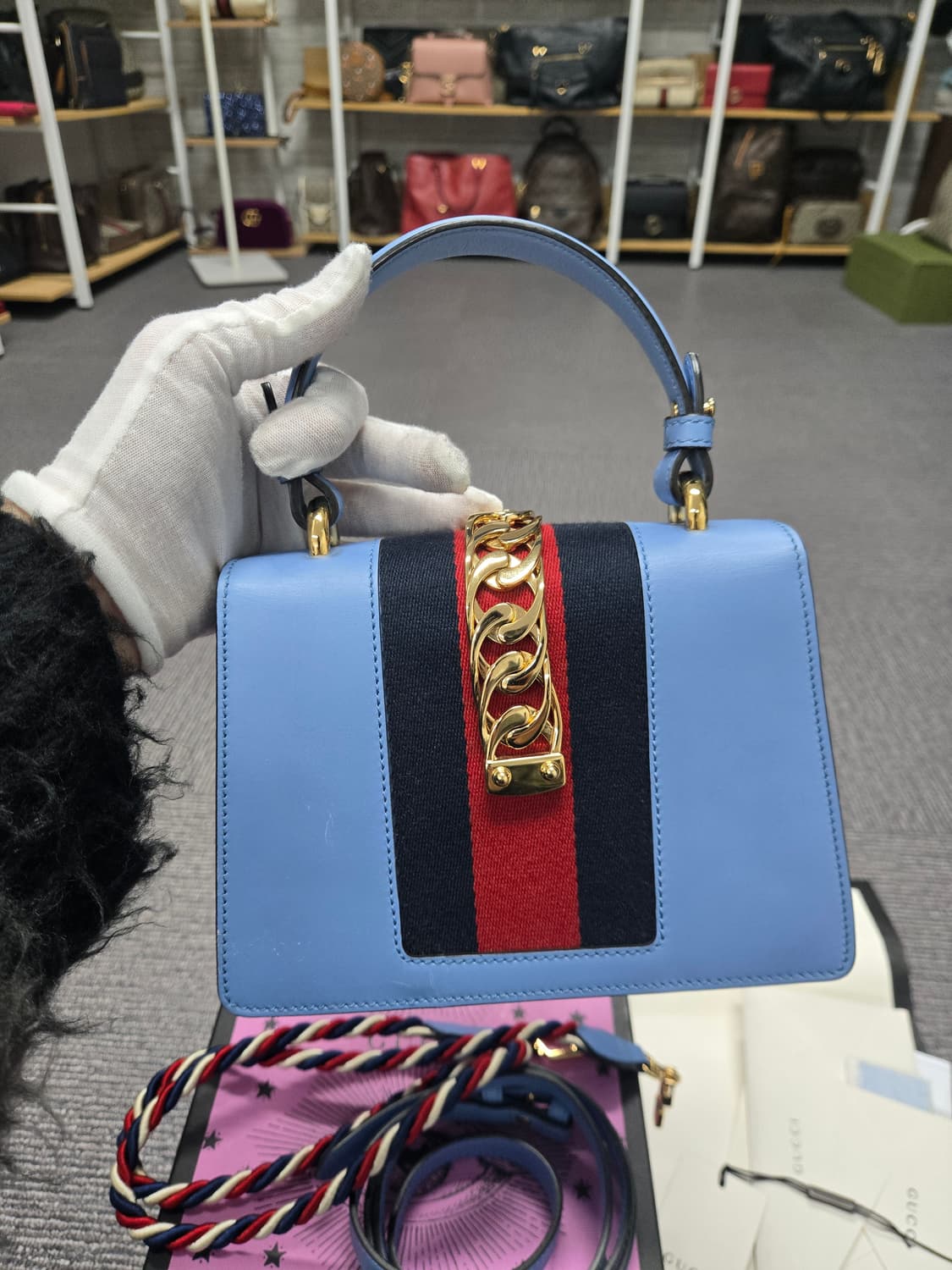 [특가][정품] 구찌 실비백 블루 상품이미지3