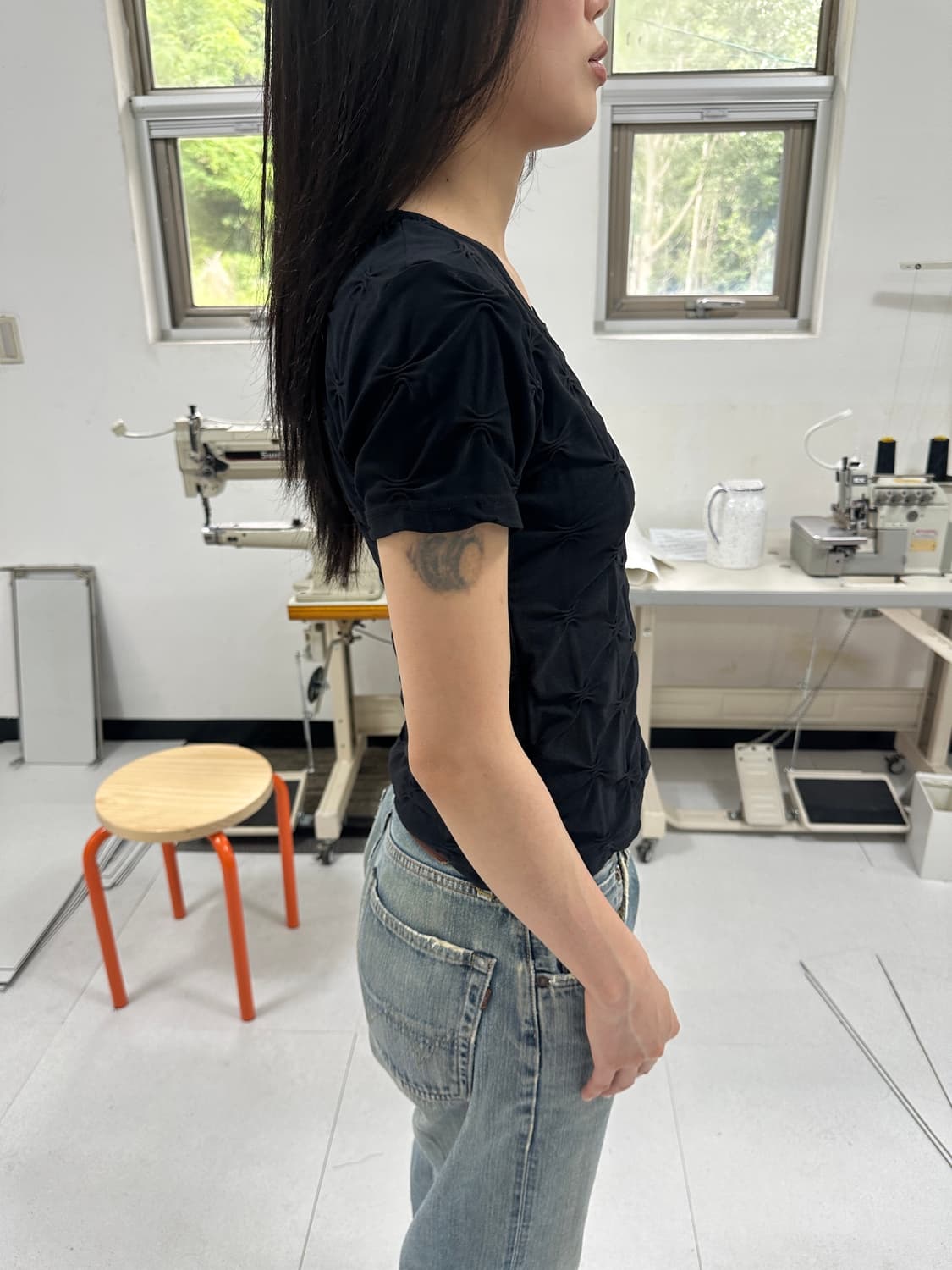 프랑스 빈티지 블랙 핀치 탑 상품이미지3
