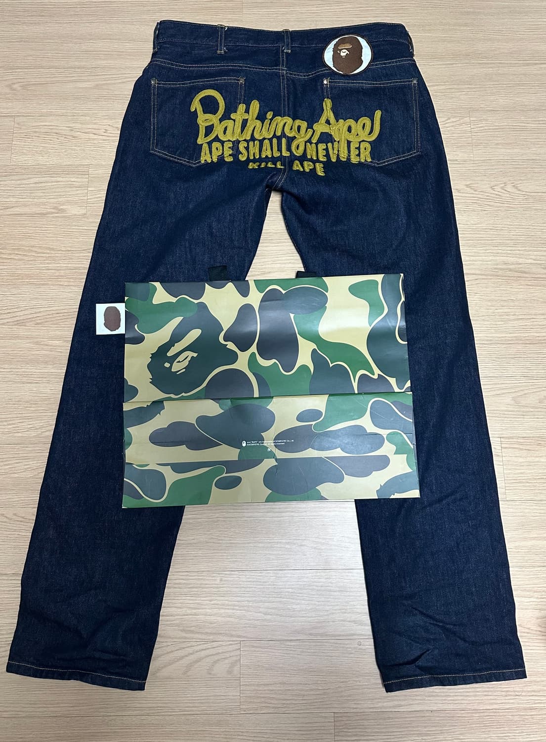 새상품) BAPE 베이프1997 Type-01 챔피온 데님 팬츠 인디고 상품이미지1