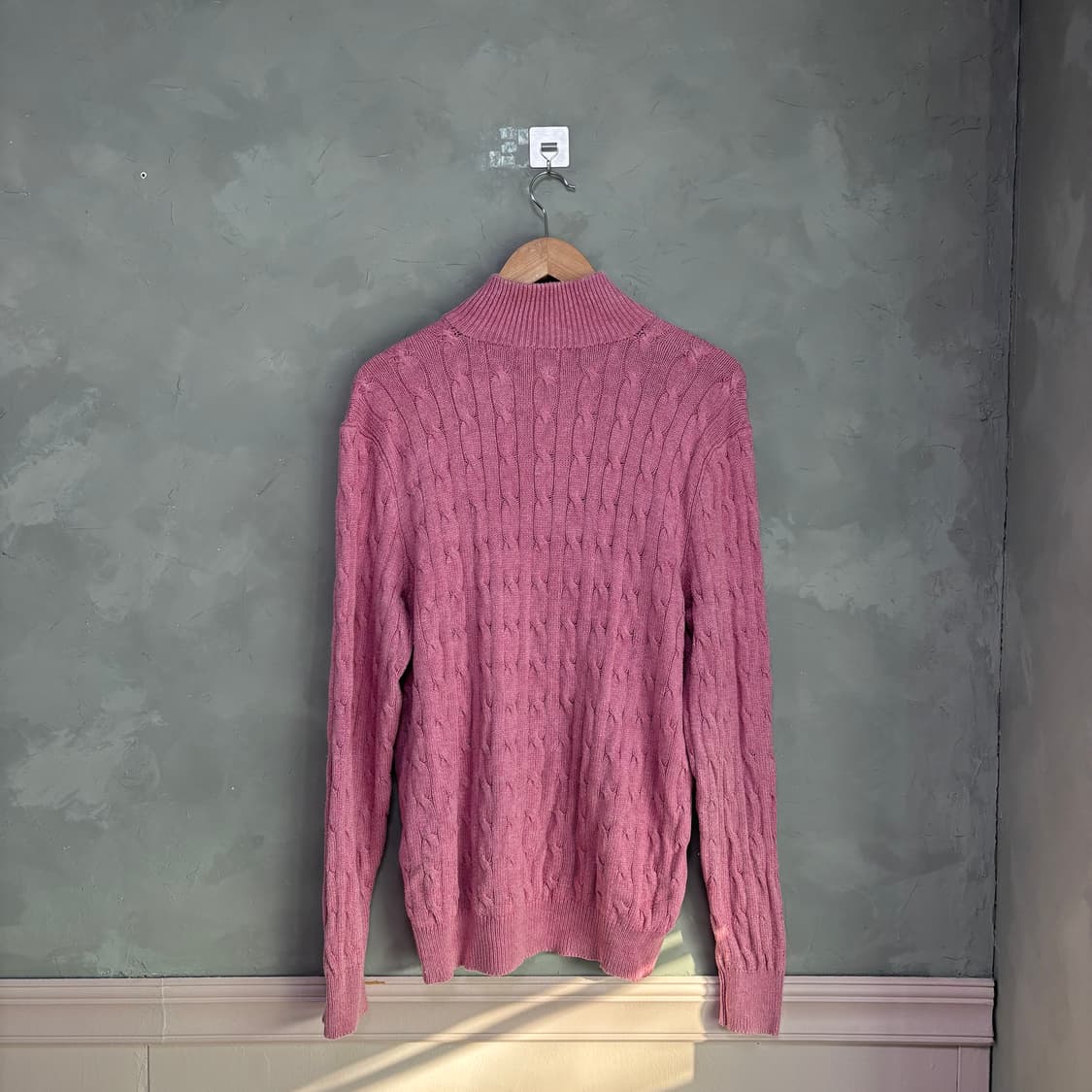 폴로 랄프로렌 꽈배기 니트 반집업 핑크 상품이미지4