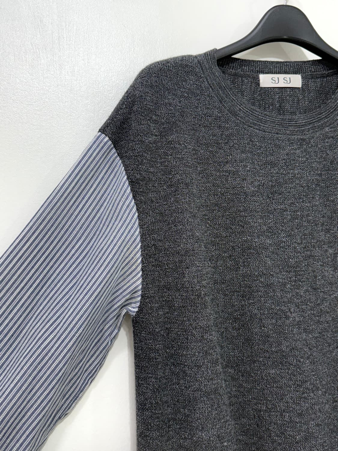 SJSJ 셔츠 배색 니트 F(55~66) 상품이미지2