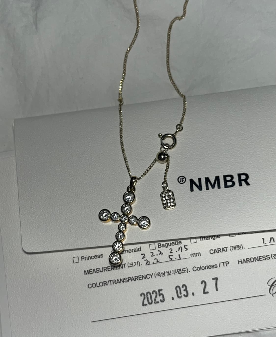 넘버링 십자가 목걸이 골드 #3729  상품이미지1