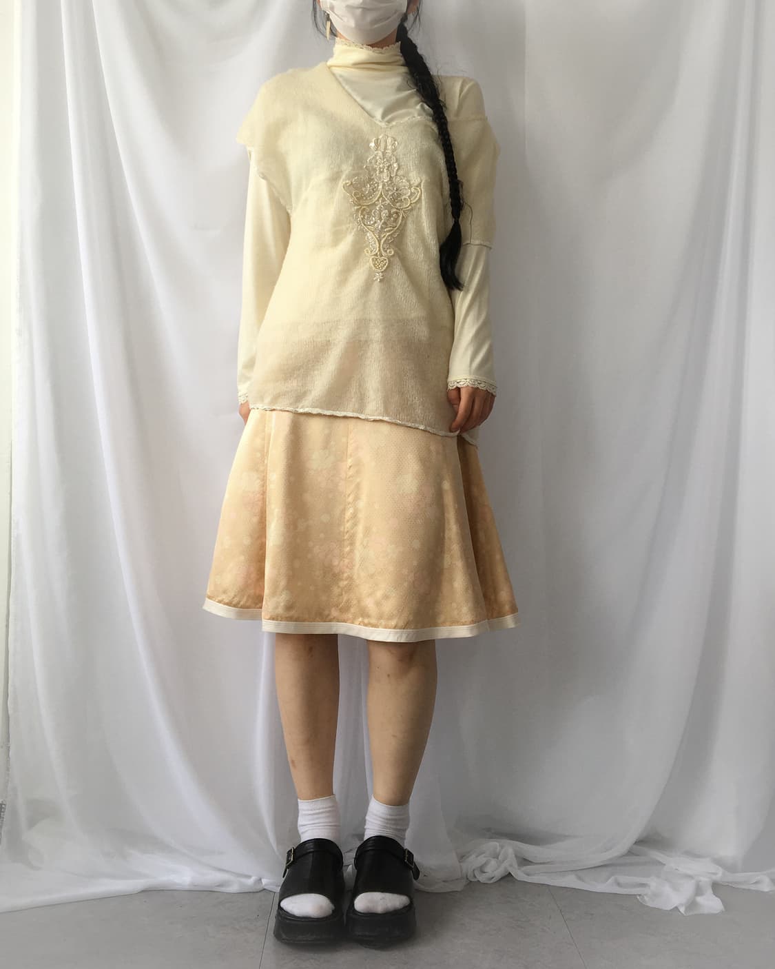 Ornament beads point woolen knit top 상품이미지1
