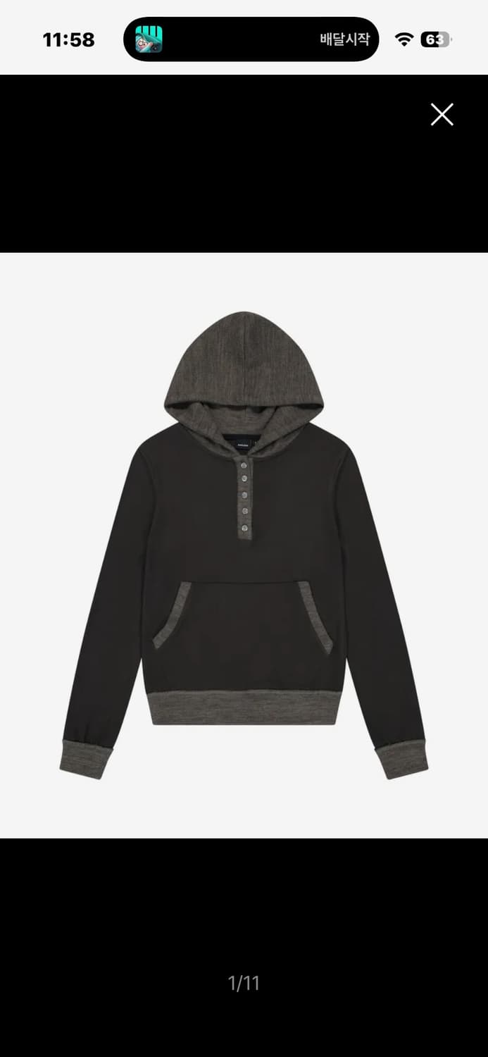 아캄 Contrast Logo Button Hoodie 상품이미지1