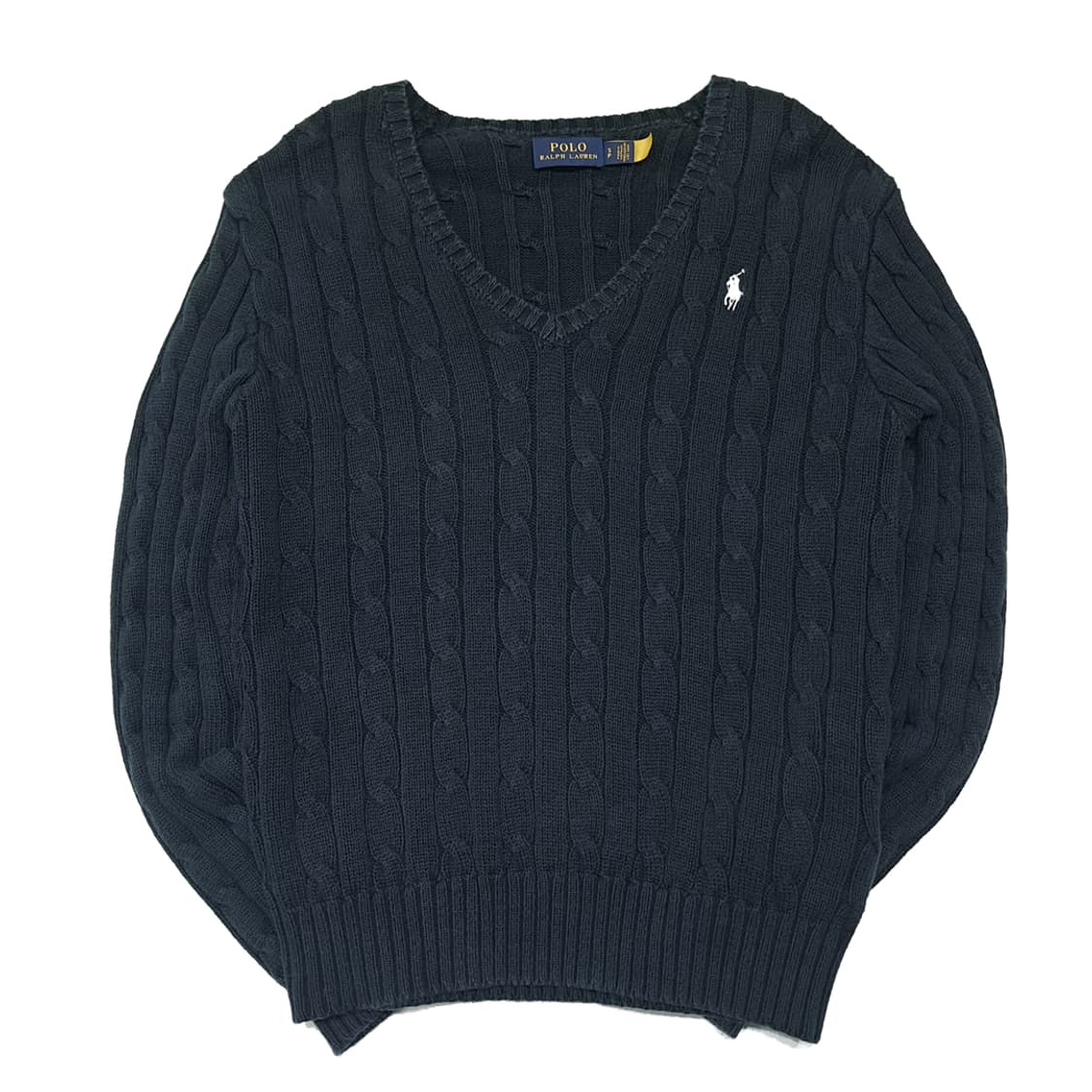 CL998 S 폴로 RFID정품인증 케이블 V넥 블랙 니트 스웨터 상품이미지1