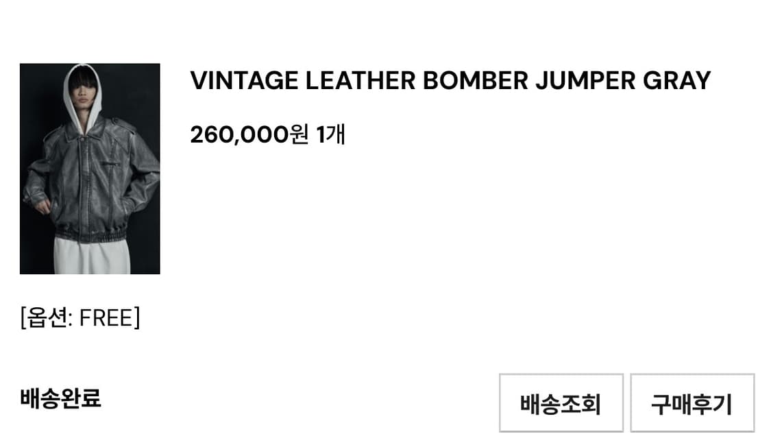 시너진 빈티지 레더 붐버 자켓 그레이 상품이미지3