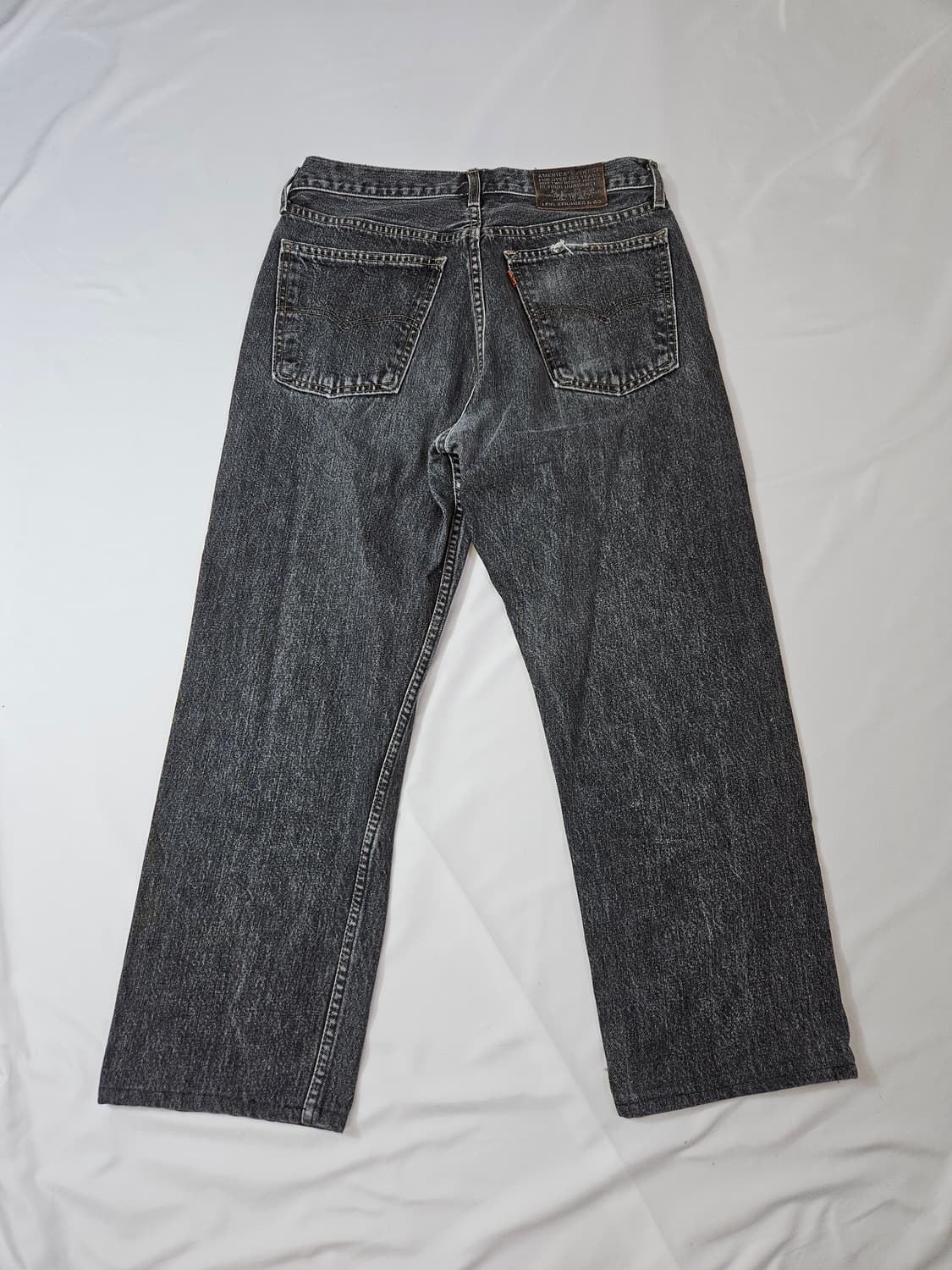 90s 리바이스 615 오렌지탭 워싱 데님팬츠 흑청 블랙 진 32 상품이미지2