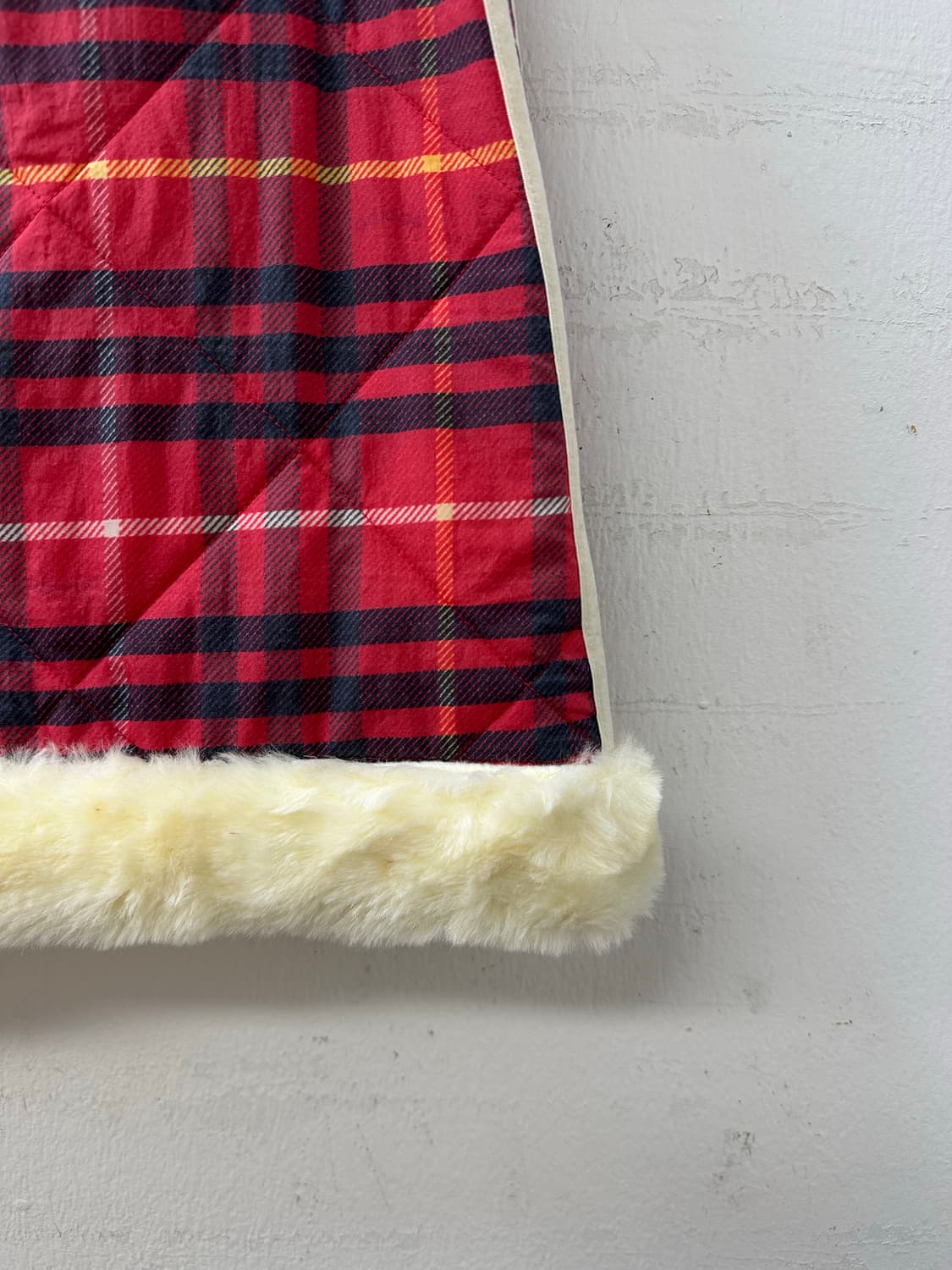 일본빈티지 아디다스 체크 퍼 트리밍 퀼팅 패딩 타탄 체크 스커트  상품이미지6