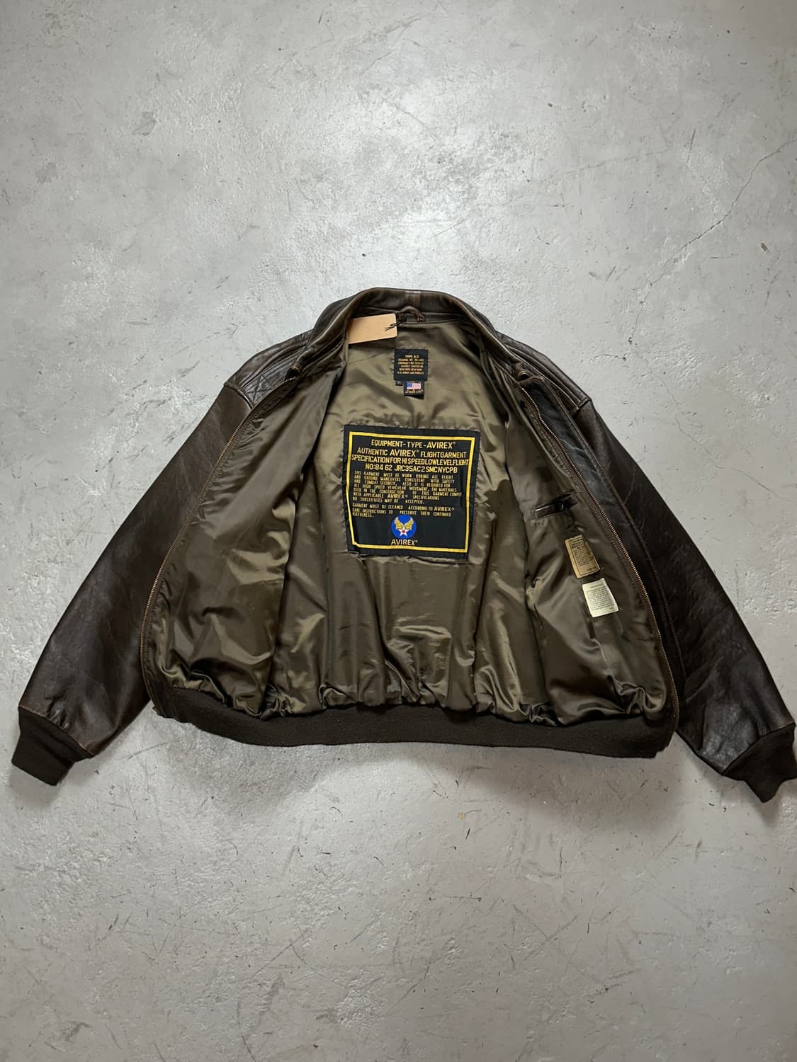 90's USA Made 빈티지 아비렉스 A2 레더 자켓 레더 봄버 상품이미지7