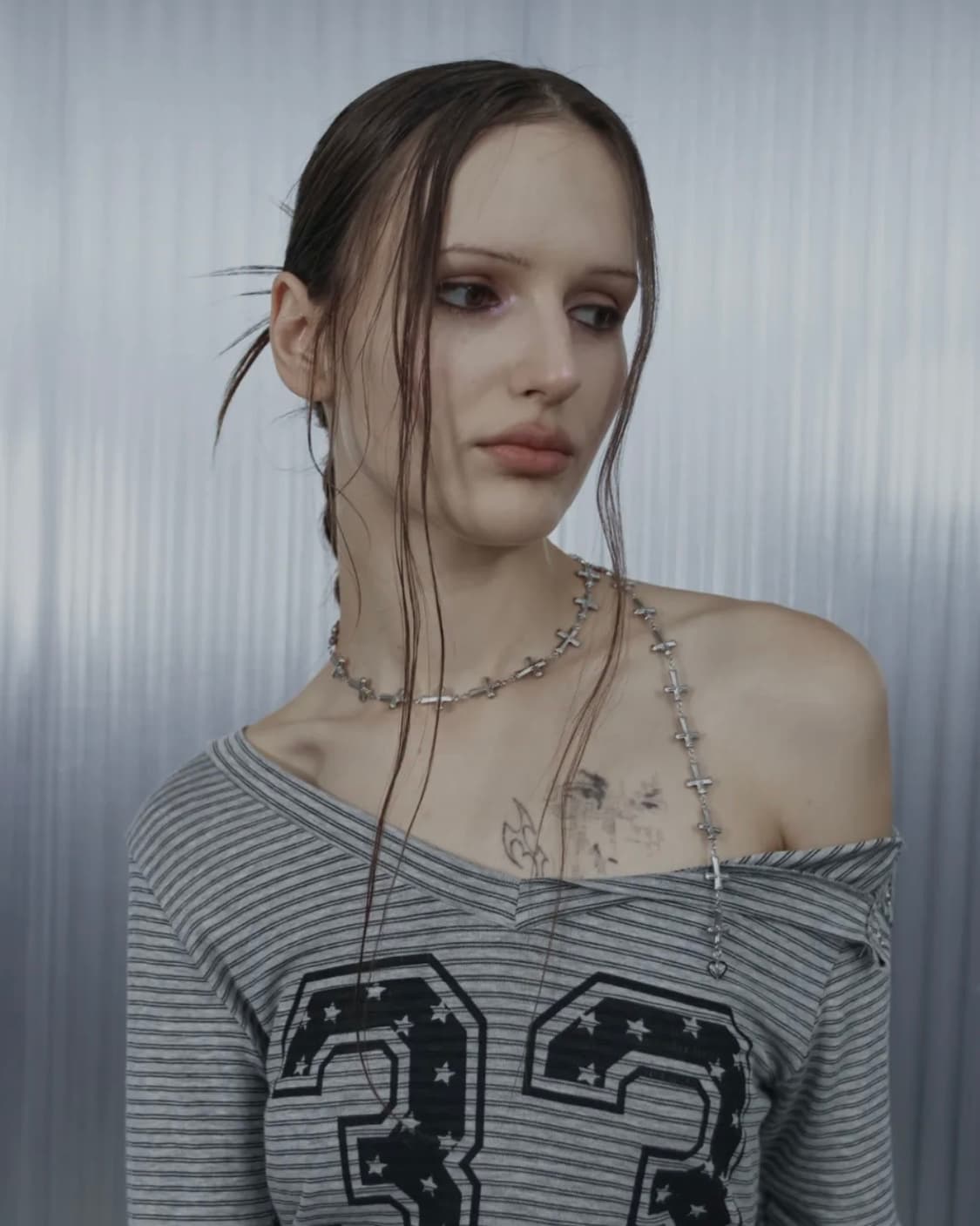 셋업이엑스이 DROP CROSS NECKLACE / SILVER 상품이미지3