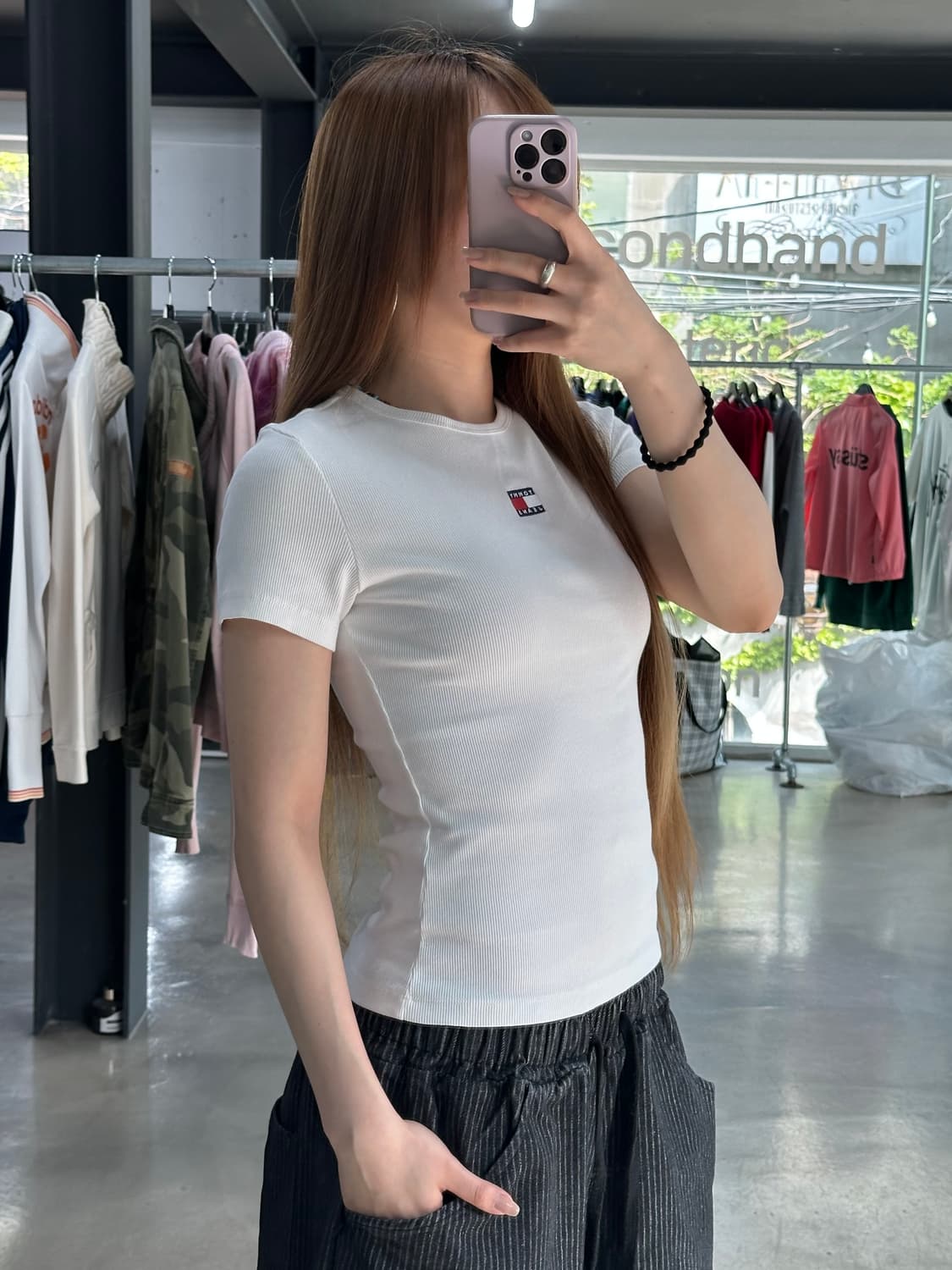 타미힐피거 진스 골지 반팔티셔츠 상품이미지2