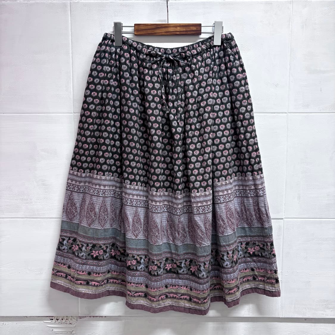 에스닉 패턴 히피 그런지 모리걸 미디 롱 스커트 JPN L 상품이미지1