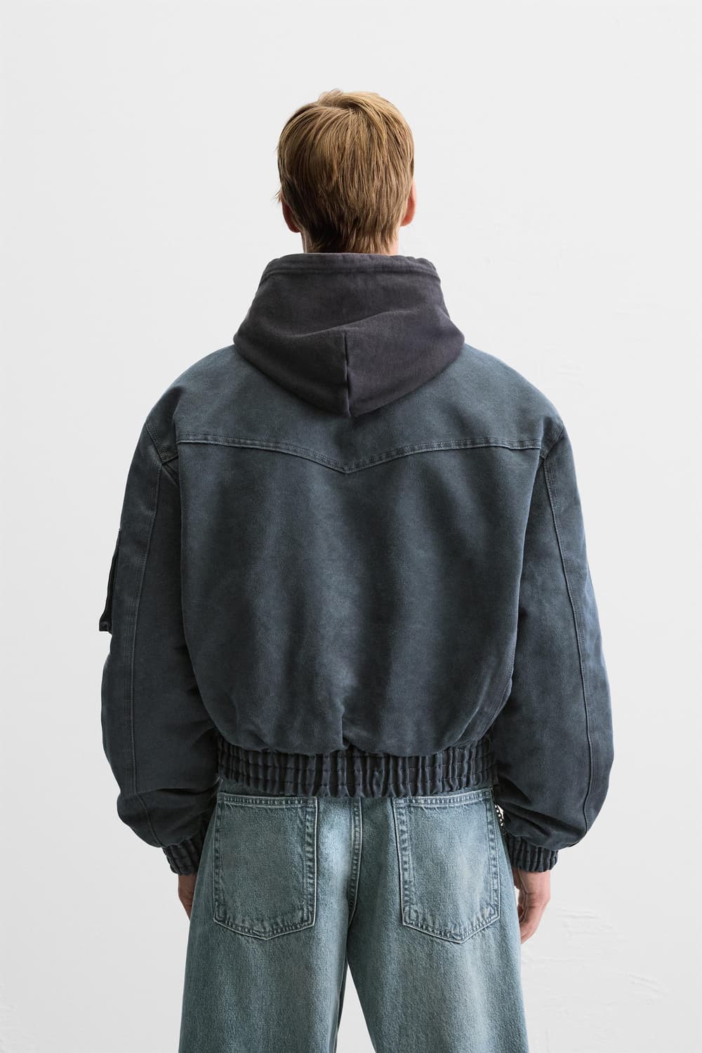 ZARA 자라 워시드 크롭 스웨이드 이펙트 봄버자켓 상품이미지5