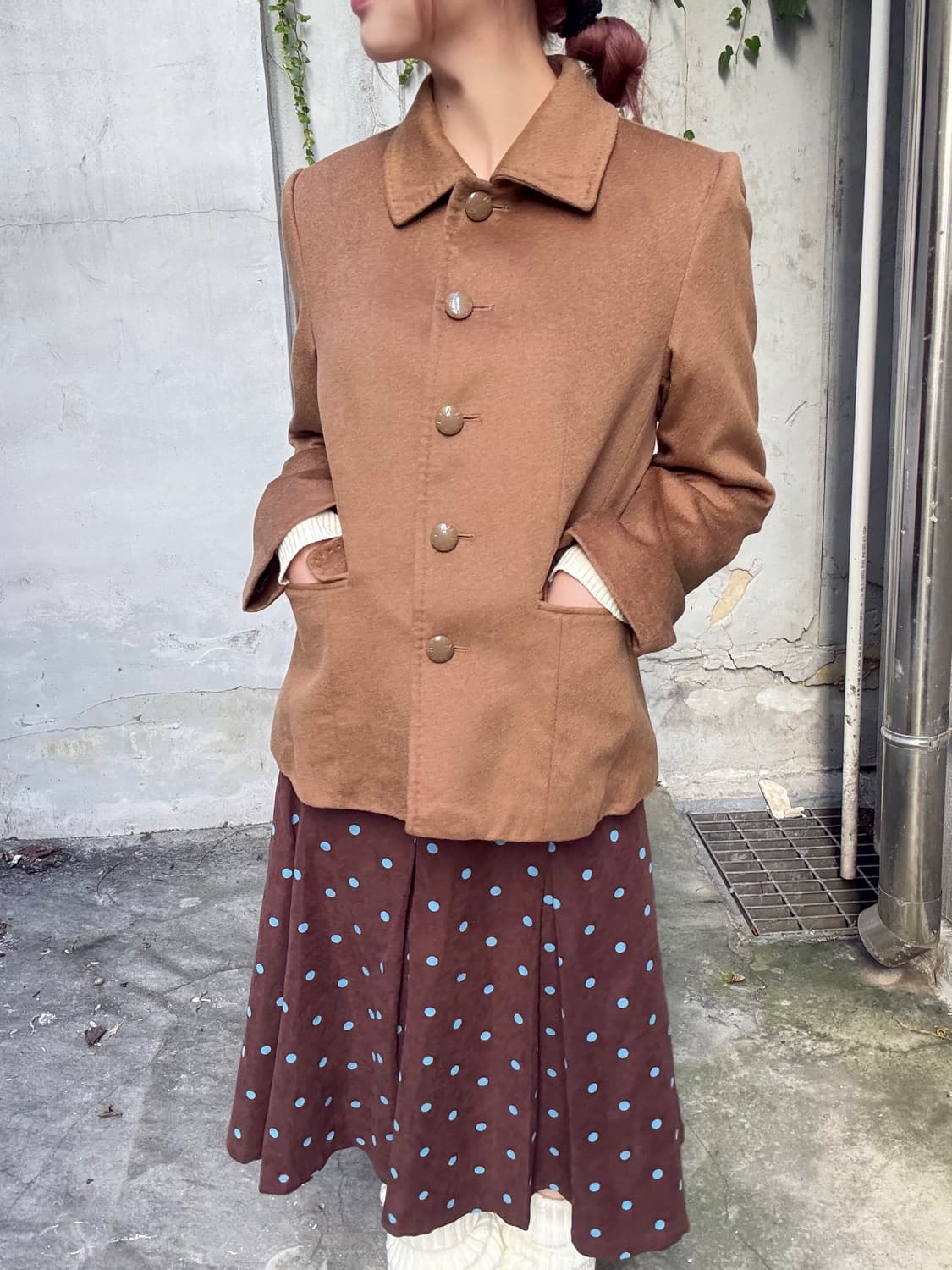 발망 베이지브라운 캐시미어 숏코트 자켓 상품이미지1